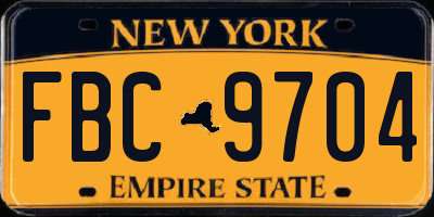 NY license plate FBC9704