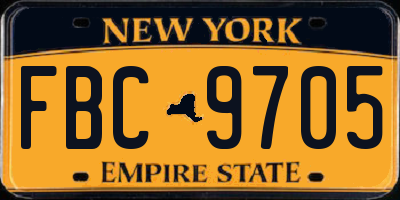 NY license plate FBC9705
