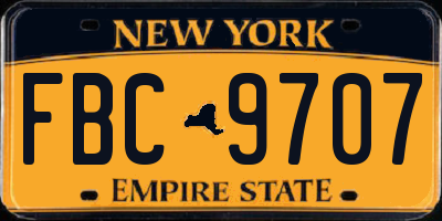 NY license plate FBC9707