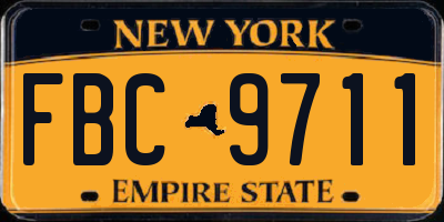 NY license plate FBC9711