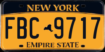 NY license plate FBC9717