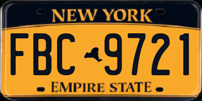 NY license plate FBC9721
