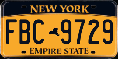 NY license plate FBC9729