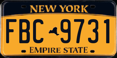 NY license plate FBC9731
