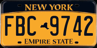 NY license plate FBC9742