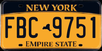 NY license plate FBC9751