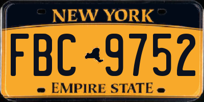 NY license plate FBC9752