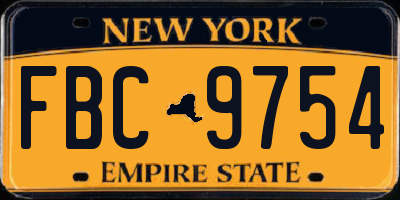 NY license plate FBC9754
