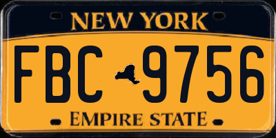 NY license plate FBC9756