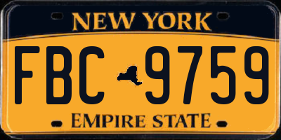 NY license plate FBC9759