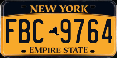 NY license plate FBC9764