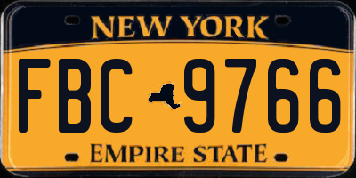 NY license plate FBC9766