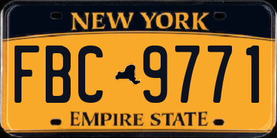 NY license plate FBC9771