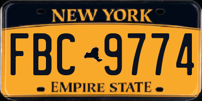 NY license plate FBC9774