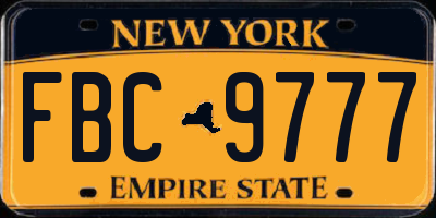 NY license plate FBC9777