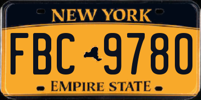 NY license plate FBC9780
