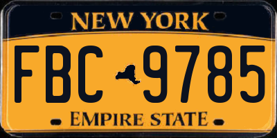 NY license plate FBC9785