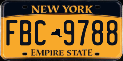 NY license plate FBC9788