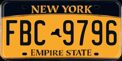 NY license plate FBC9796