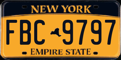 NY license plate FBC9797
