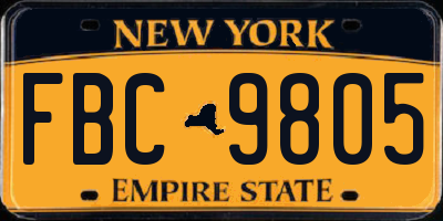 NY license plate FBC9805