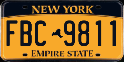 NY license plate FBC9811