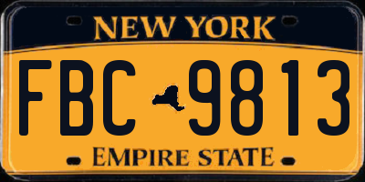 NY license plate FBC9813