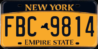 NY license plate FBC9814