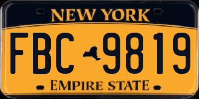 NY license plate FBC9819