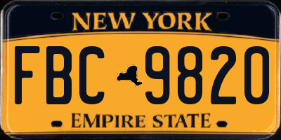NY license plate FBC9820