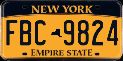 NY license plate FBC9824