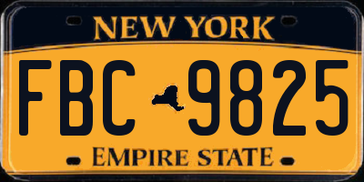 NY license plate FBC9825