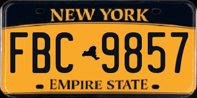NY license plate FBC9857