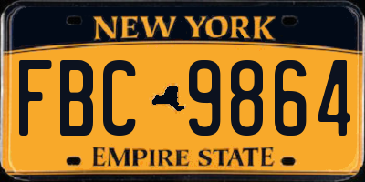NY license plate FBC9864
