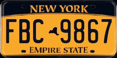 NY license plate FBC9867