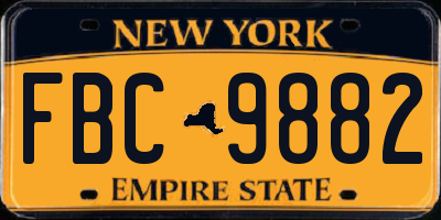 NY license plate FBC9882