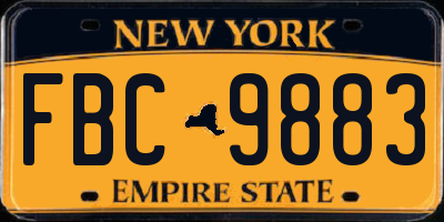 NY license plate FBC9883