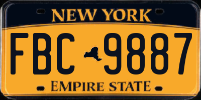 NY license plate FBC9887