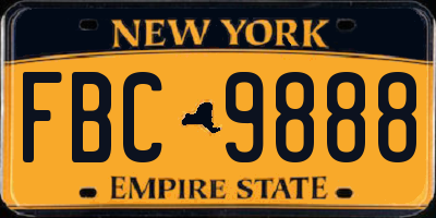 NY license plate FBC9888