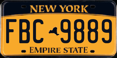 NY license plate FBC9889