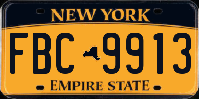 NY license plate FBC9913