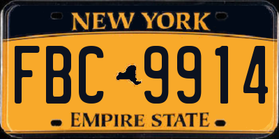 NY license plate FBC9914