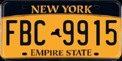 NY license plate FBC9915
