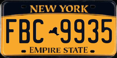 NY license plate FBC9935