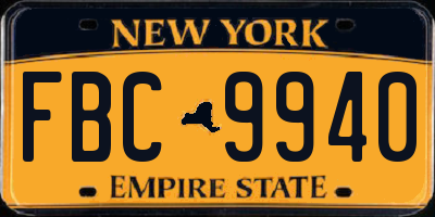 NY license plate FBC9940
