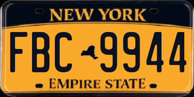 NY license plate FBC9944
