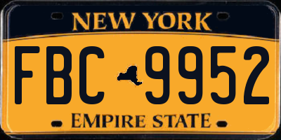 NY license plate FBC9952