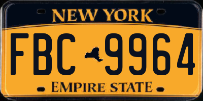 NY license plate FBC9964