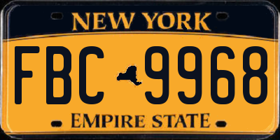 NY license plate FBC9968