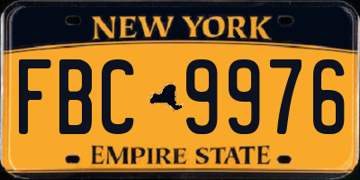 NY license plate FBC9976